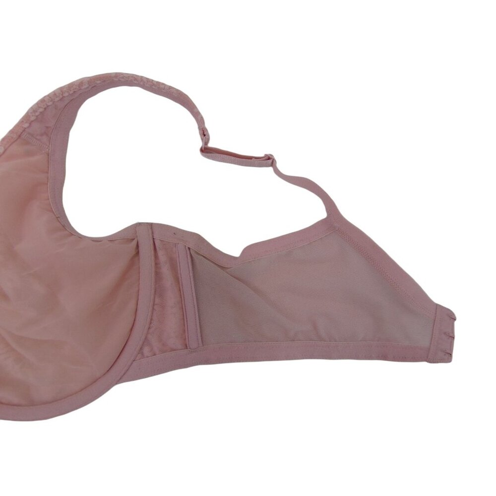 Cacique Light Pink Lace Sheer Bra 42DD 42 DD Unpadded Underwire Floral - Picture 11 of 11